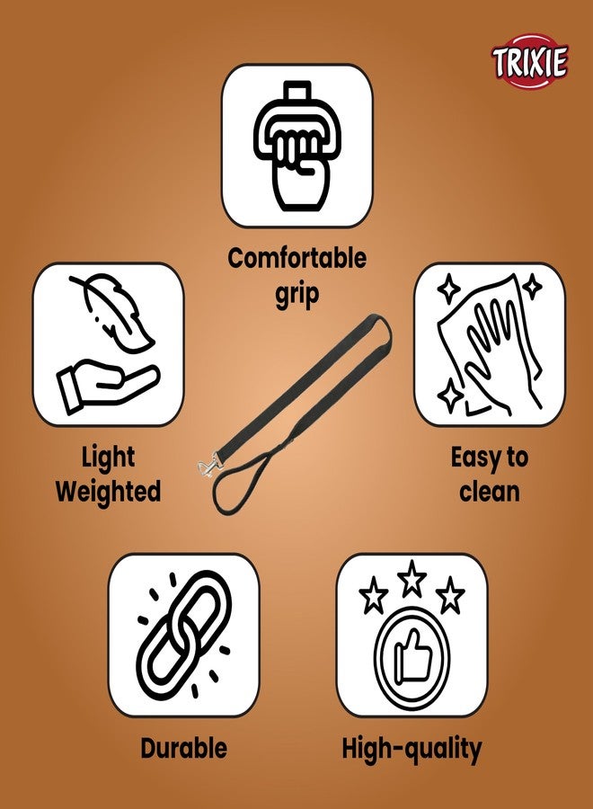 Trixie Combo of Trixie Premium Nylon Adjustable Dog Leash with Stainless Steel Hooks - XS-S (1.20m/15mm, Black Color) and Sports Ball Natural Rubber Toy for Dog - Image 2